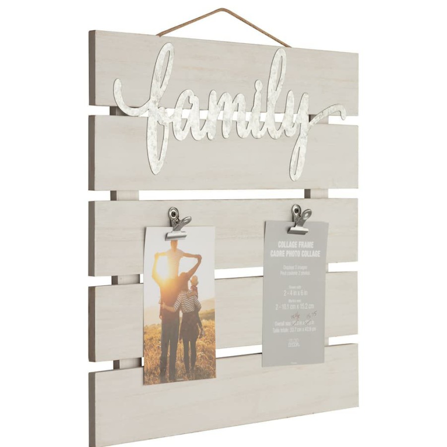 Frames * | Outlet 6 Pack: 2 Opening White Slat Family Collage Clip Frame By Studio Decor By Studio Decor