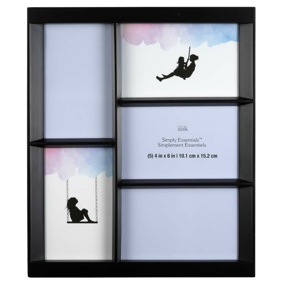 Frames * | Best Sale 5 Opening Black 4 X 6 Collage Frame, Simply Essentials By Studio Decor By Studio Decor