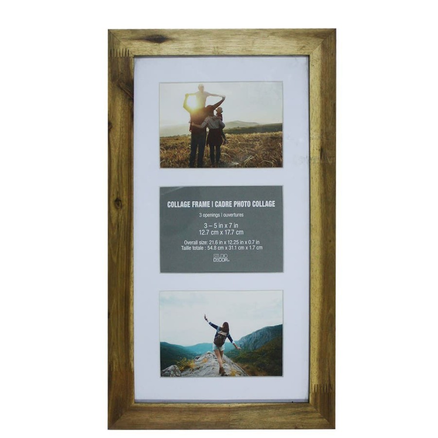 Frames * | Outlet 3 Opening Walnut 5 X 7 Collage Frame With Mat By Studio Decor By Studio Decor