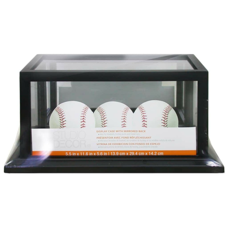 Frames * | Discount 12 Pack: Black Baseball Mirrored Display Case By Studio Decor By Studio Decor