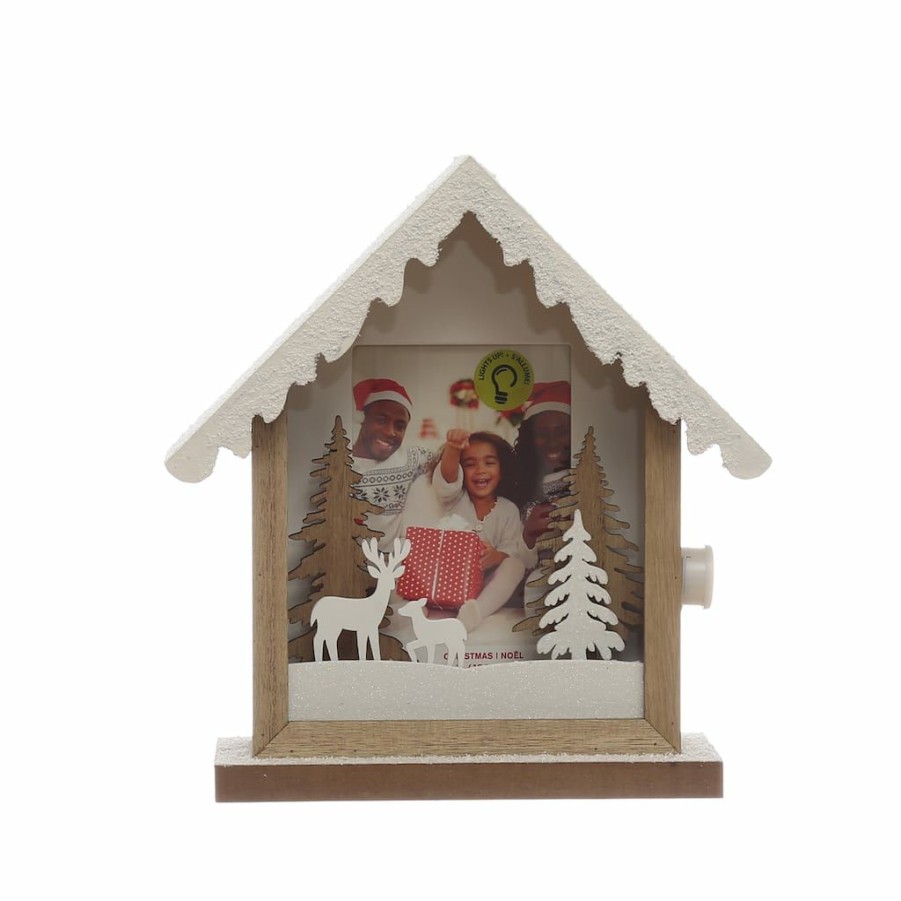 Frames * | Buy Christmas Cabin 4 X 6 Led Tabletop Frame By Studio Decor By Studio Decor