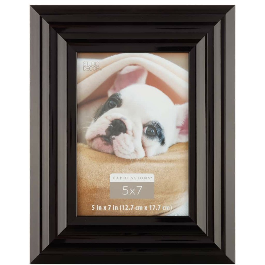 Frames * | Best Deal Black High Gloss 5 X 7 Frame, Expressions By Studio Decor By Studio Decor