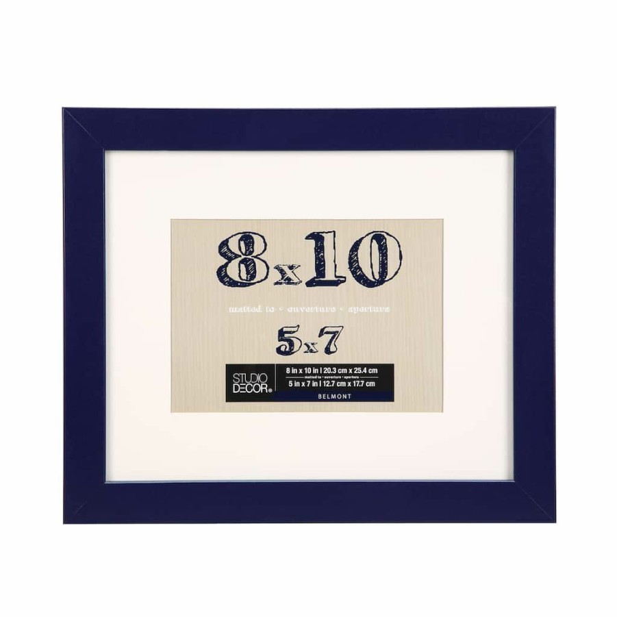 Frames * | Budget Belmont Frame With Mat By Studio Decor By Studio Decor Navy