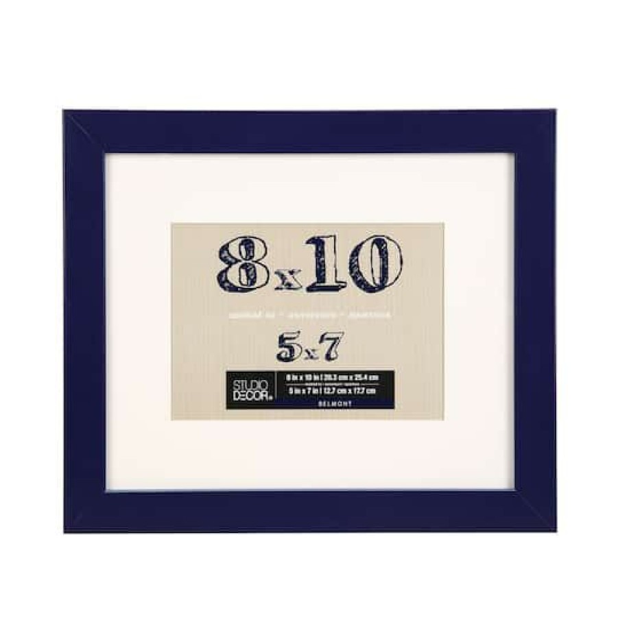 Frames * | Budget Belmont Frame With Mat By Studio Decor By Studio Decor Navy