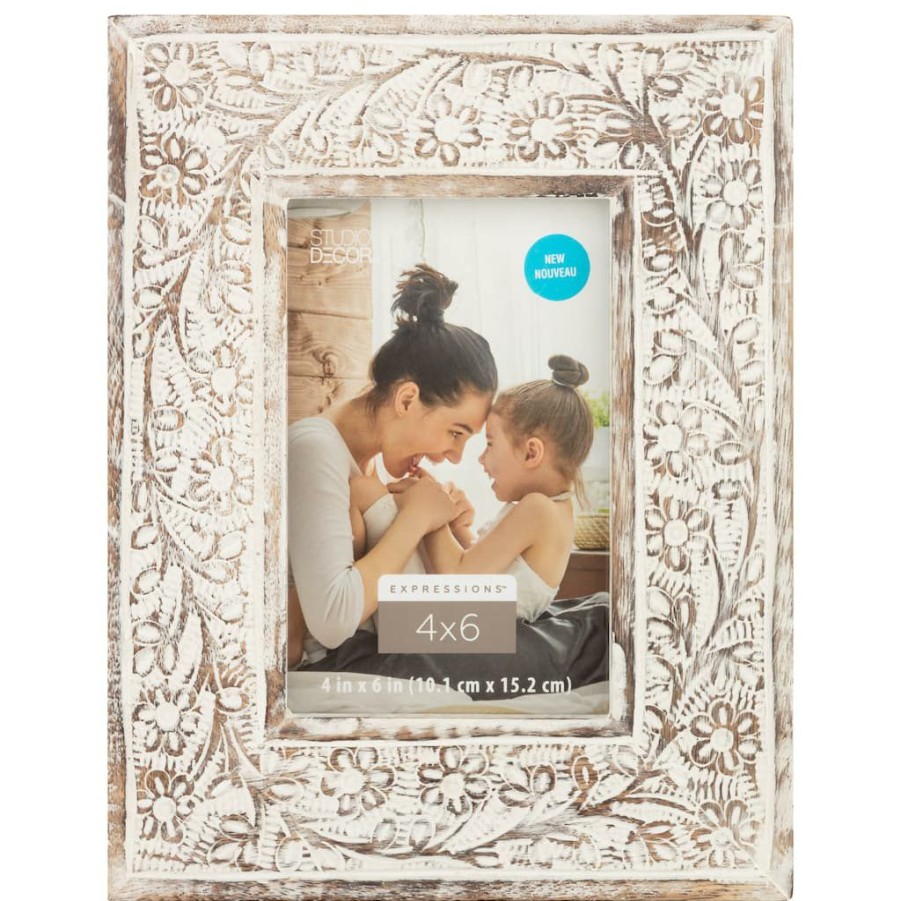 Frames * | Brand New Brown & White Floral 4 X 6 Frame, Expressions By Studio Decor By Studio Decor