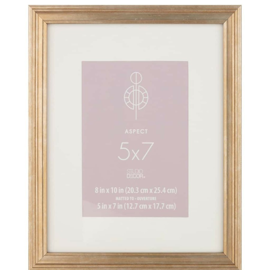 Frames * | Best Pirce 12 Pack: Gold Narrow 5 X 7 With Mat Frame, Aspect By Studio Decor By Studio Decor