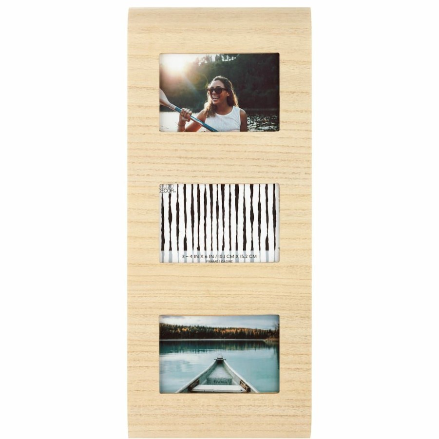 Frames * | Discount 3 Opening Natural Curved 4 X 6 Collage Frame By Studio Decor By Studio Decor