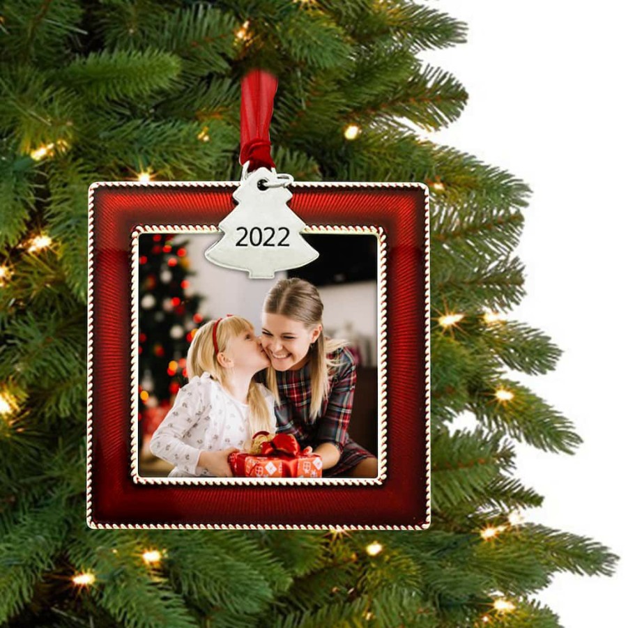 Frames * | Cheapest Red 2022 Christmas Tree Square Ornament Frame By Studio Decor By Studio Decor