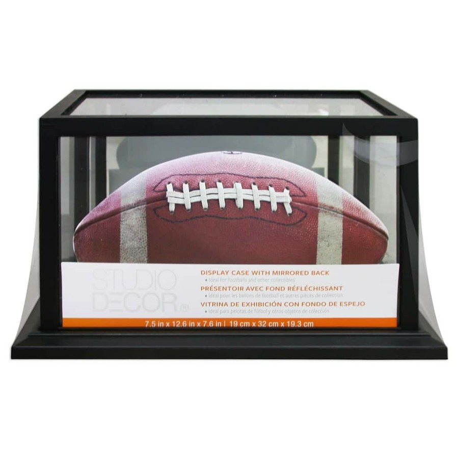 Frames * | Buy Black Football Display Case With Mirrored Back By Studio Decor By Studio Decor