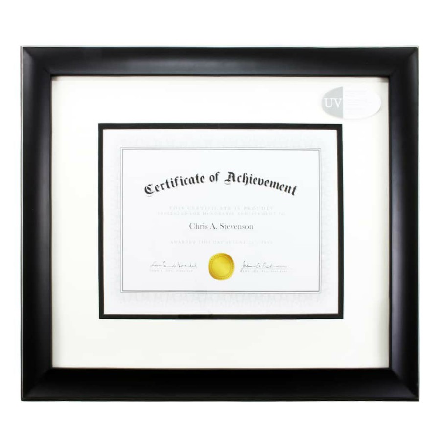 Frames * | Brand New Black Document Frame, 13 X 15.5 With 8.5 X 11 Double Mat By Studio Decor By Studio Decor