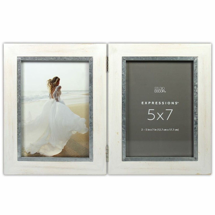 Frames * | Top 10 2 Opening White Hinged 5 X 7 Collage Frame, Expressions By Studio Decor By Studio Decor