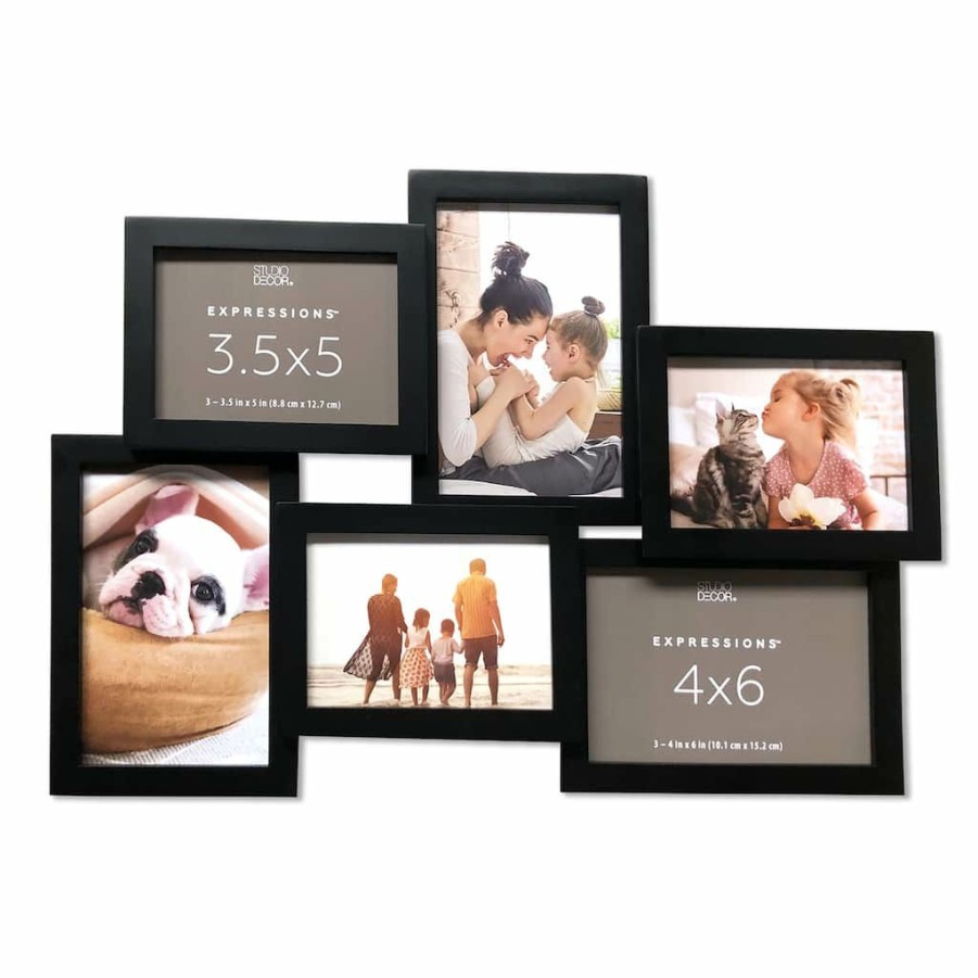 Frames * | Buy 6 Opening Black Collage Frame, Expressions By Studio Decor By Studio Decor