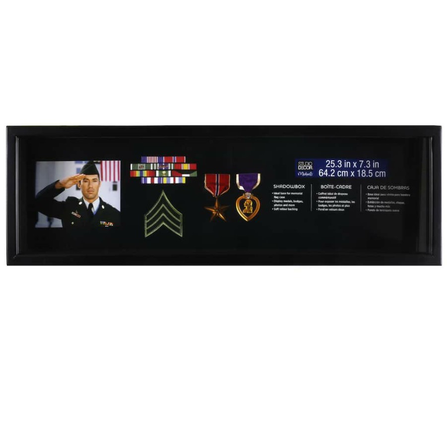 Frames * | Best Reviews Of 8 Pack: Black Memorial 25.3 X 7.3 Shadow Box By Studio Decor By Studio Decor