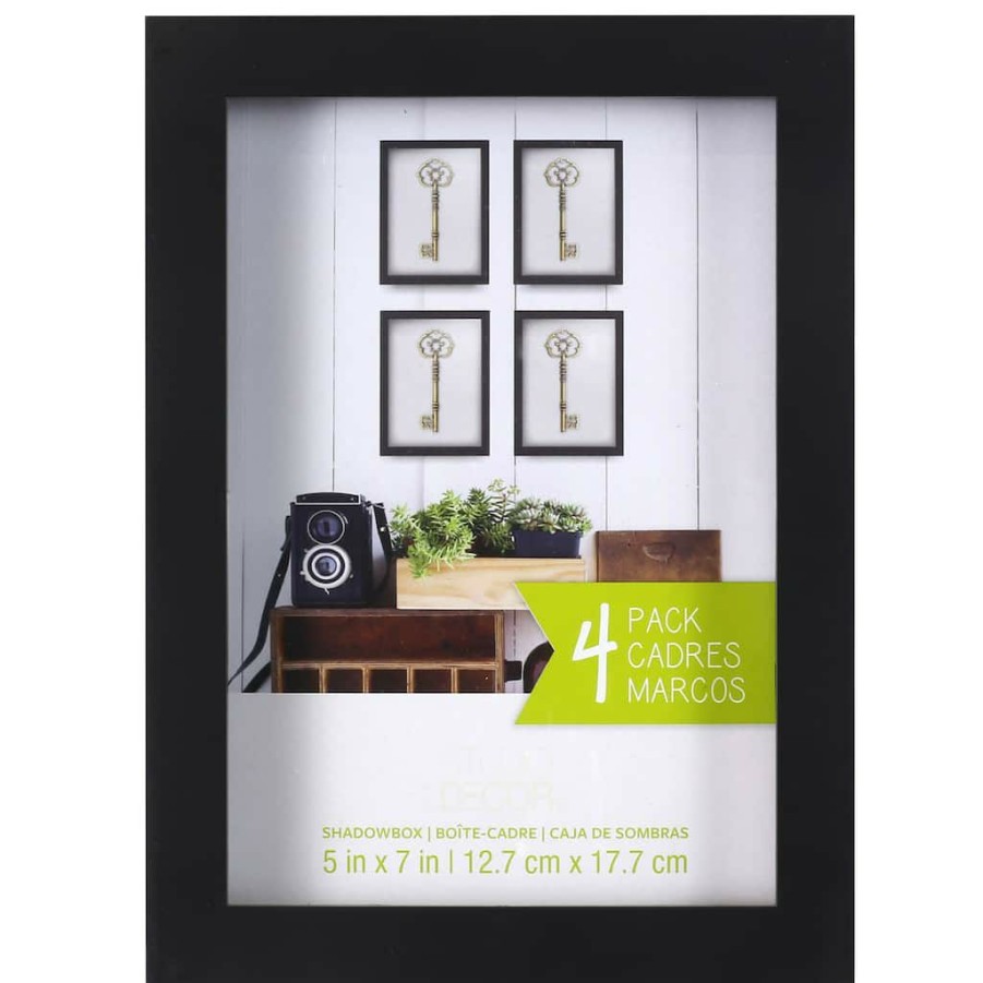 Frames * | Flash Sale 4-Pack Black Shadow Box, 5 X 7 By Studio Decor By Studio Decor