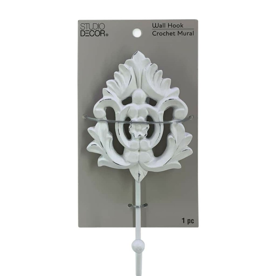 Home & Decor * | Budget White Fleur Mural Wall Hook By Studio Decor By Studio Decor