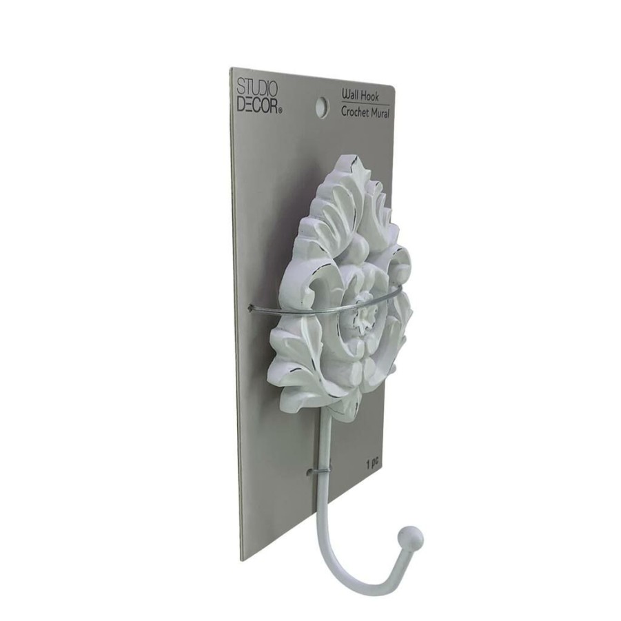 Home & Decor * | Budget White Fleur Mural Wall Hook By Studio Decor By Studio Decor