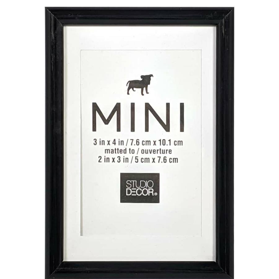 Frames * | Top 10 Black Mini Frame With Mat By Studio Decor By Studio Decor