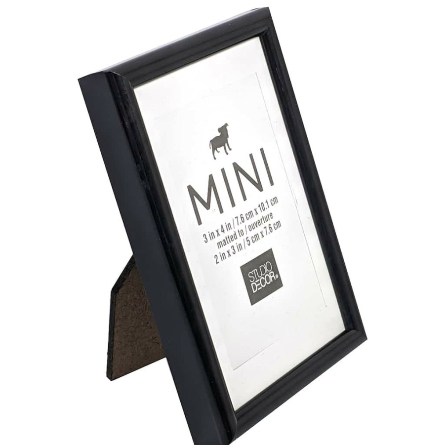 Frames * | Top 10 Black Mini Frame With Mat By Studio Decor By Studio Decor