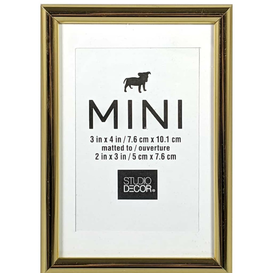 Frames * | Deals 24 Pack: Gold Distressed 2 X 3 Mini Frame With Mat By Studio Decor By Studio Decor