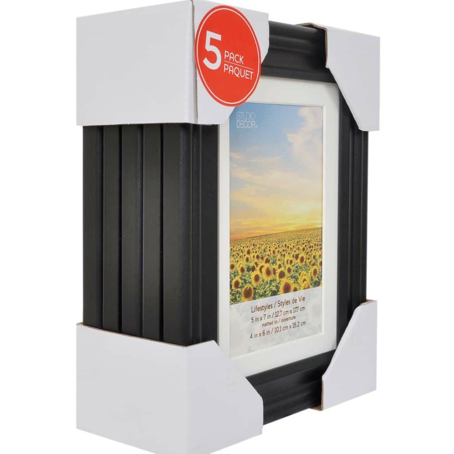 Frames * | Top 10 8 Packs: 5 Ct. (40 Total) Black 4 X 6 Frame With Mat, Lifestyles By Studio Decor