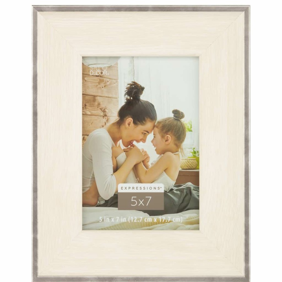 Frames * | Cheapest 12 Pack: White With Silver Edges 5 X 7 Frame, Expressions By Studio Decor By Studio Decor