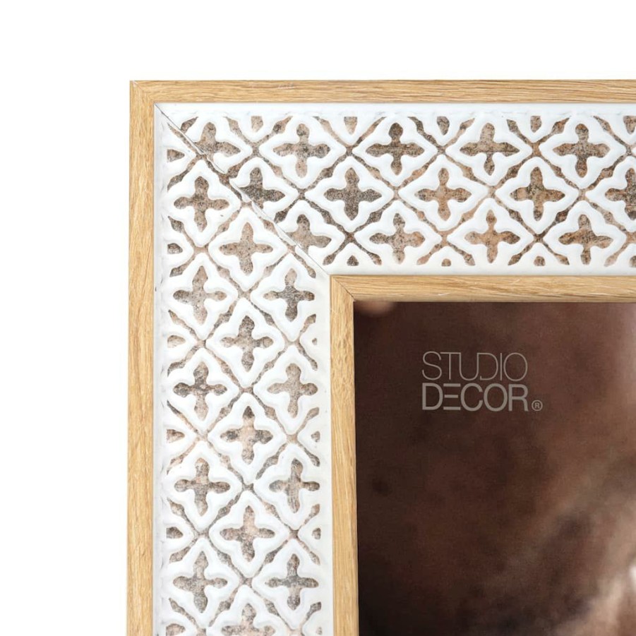 Frames * | Top 10 White & Brown Cross Patterned 8 X 10 Frame, Expressions By Studio Decor By Studio Decor