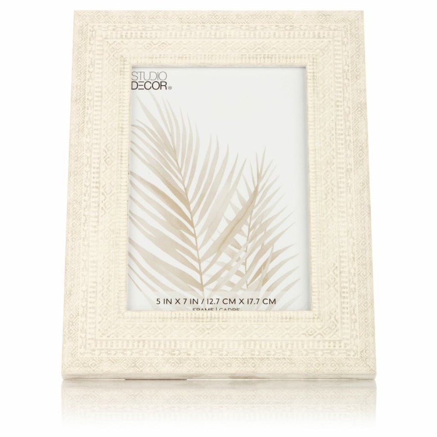 Frames * | Wholesale White Woven Embossed Picture Frame By Studio Decor By Studio Decor